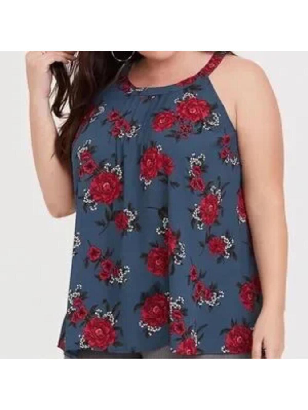 Torrid Sleeveless Floral Tank Top Blue Red White Plus Size 2